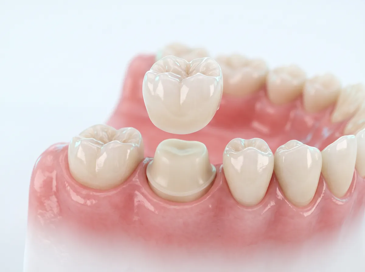 Ilustración 3D: corona de zirconia sobre un diente