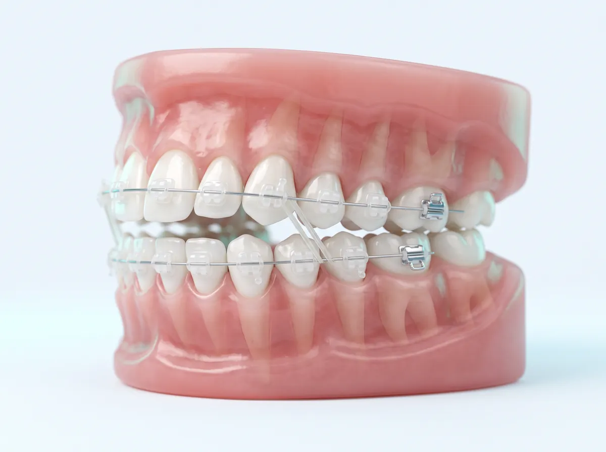 Ilustración 3D: corrección de mordida abierta con brackets
